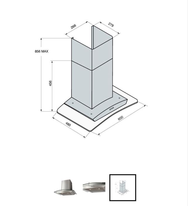 Nowy okap kominowy Mastercook wk-cristal me60xv