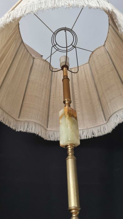 Stara Lampa stojąca z naturalnym onyksem i mosiądzem [Vintage]