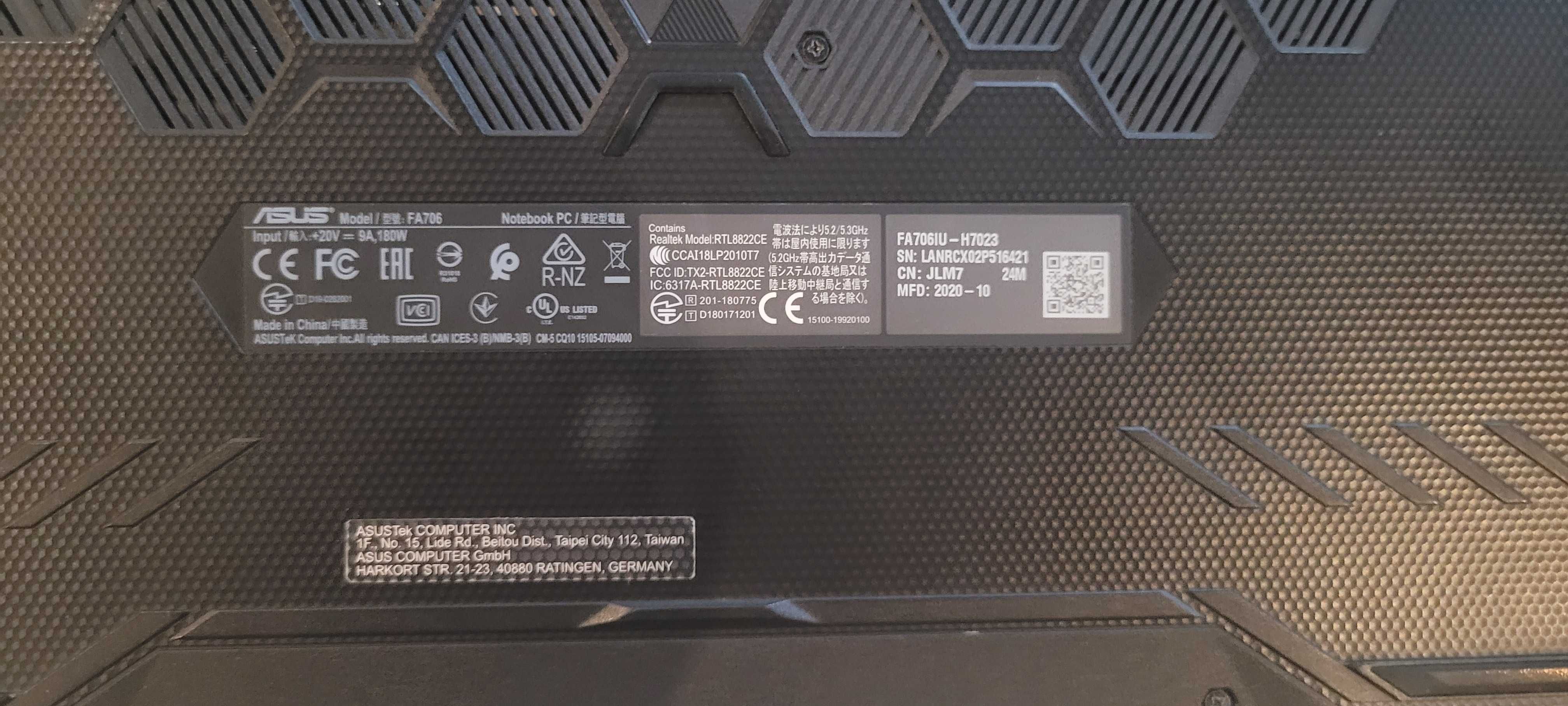 Laptop Asus Tuf Gaming 17 cali