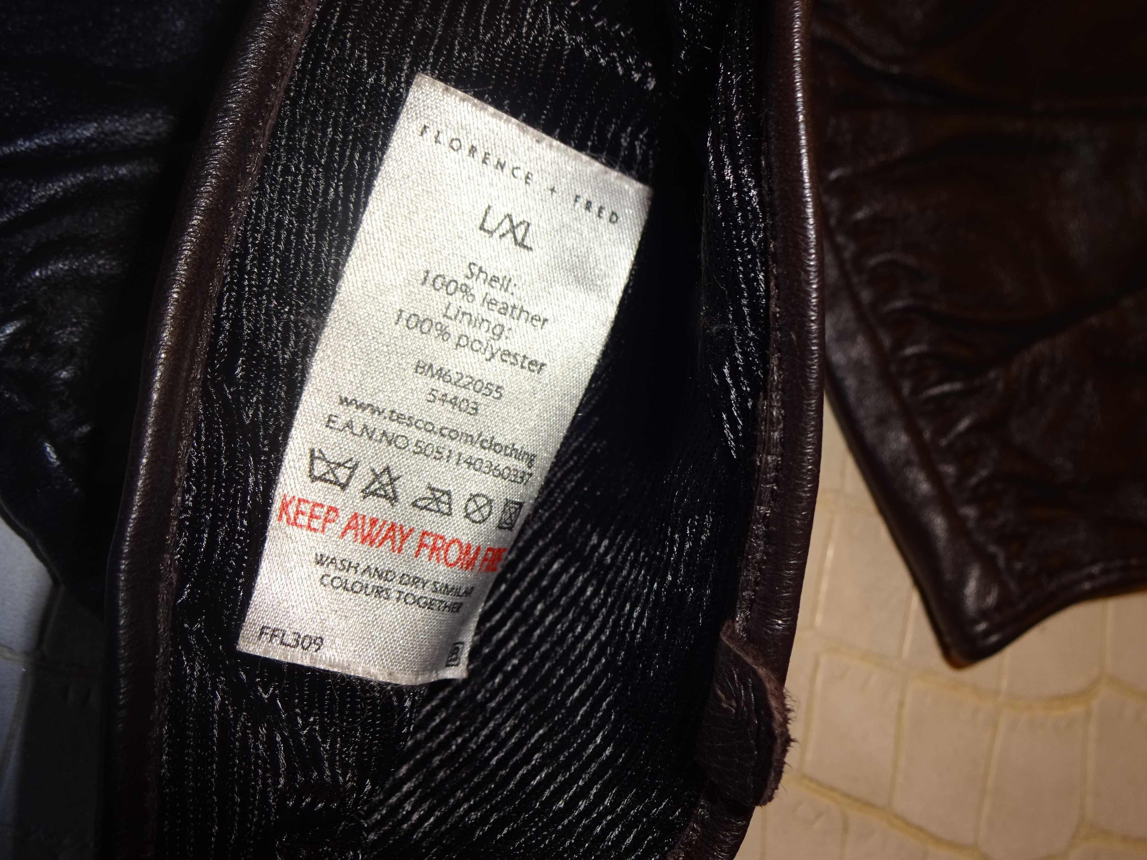 Florence + Fred Leather skórzane ciemno brązowe długie rękawiczki L/XL