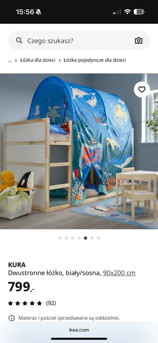 Łóżko pietrowe kura ikea baldachim dla dzieci