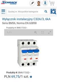 C32/3  C32A 3pol 40 szt wyłącznik instalacyjny