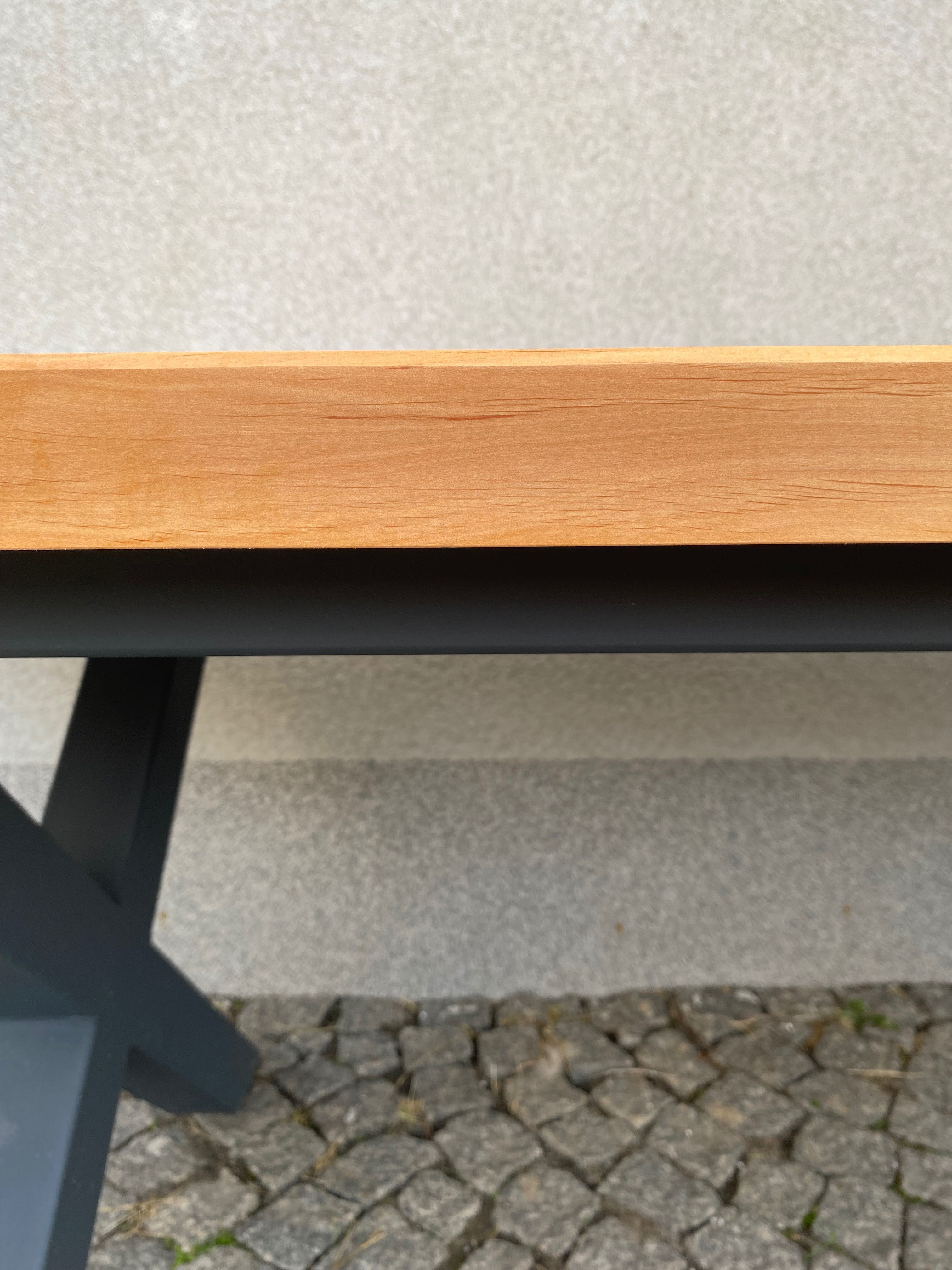 stół X 260x95cm stalowa konstrukcja blat drewniany olcha klejona