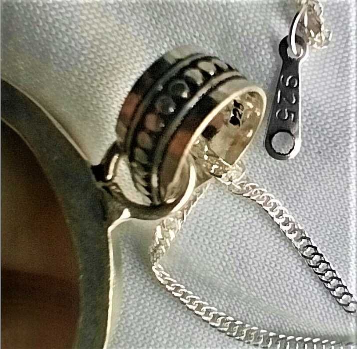 Srebrny Naszyjnik: Agat Blue Topaz Tęcza Abalone