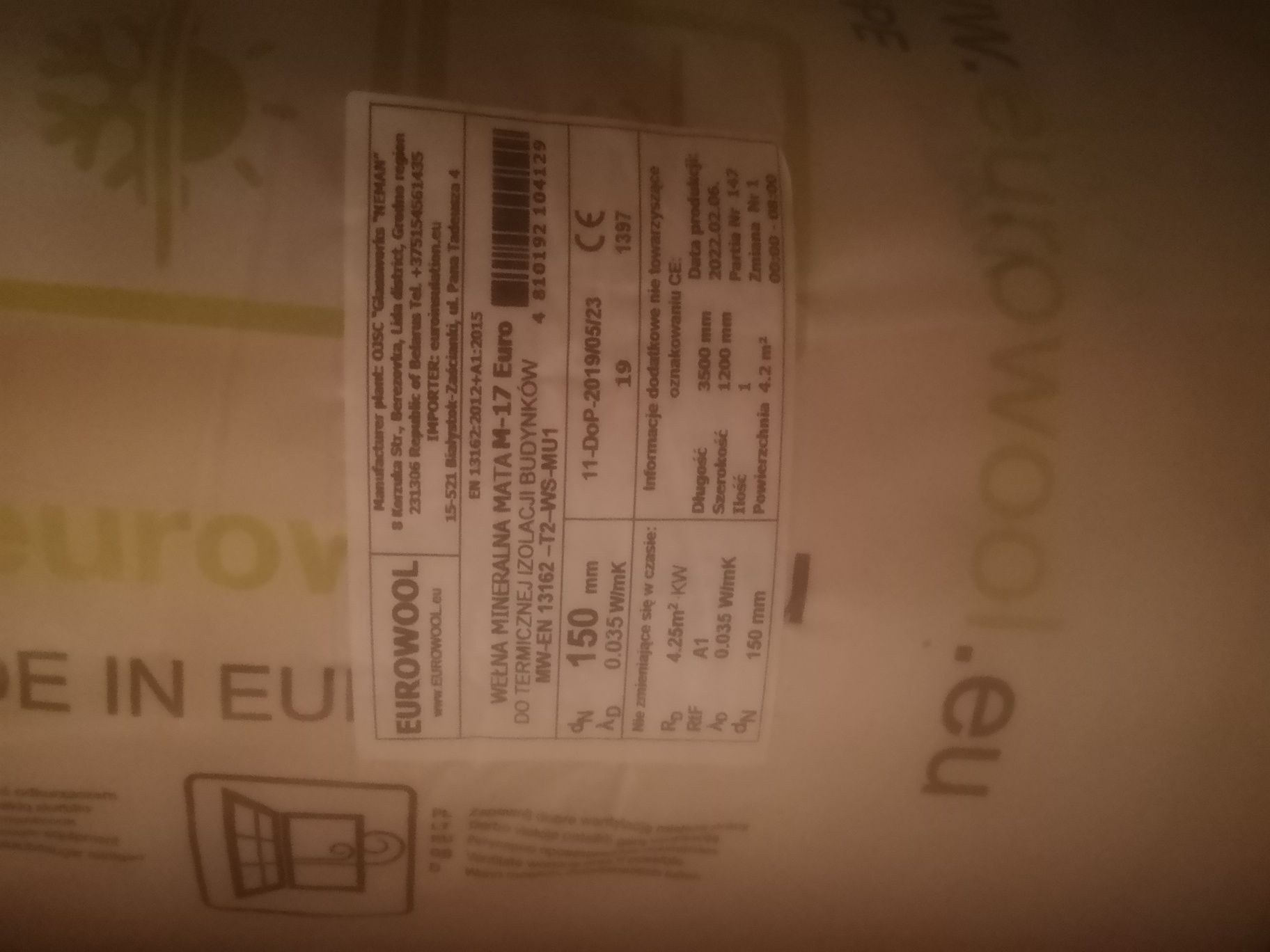 Wełna mineralna eurowool 150