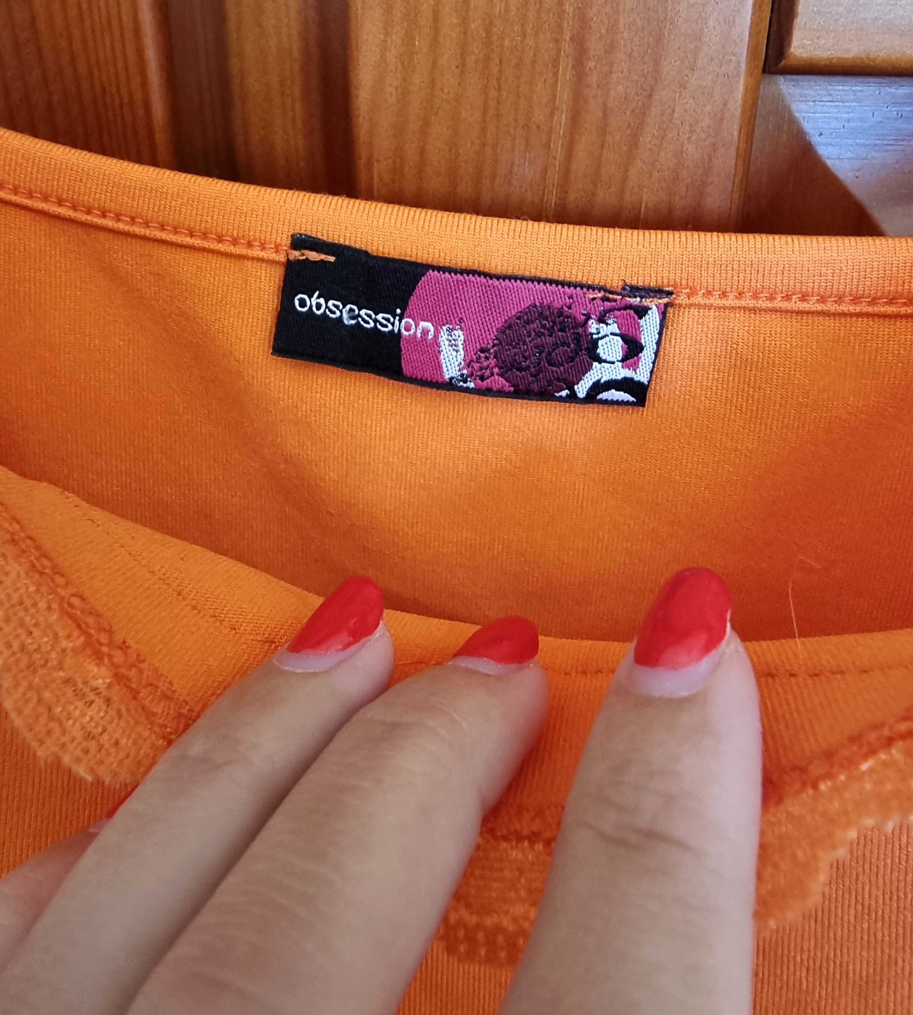 Top laranja com renda Obsession, tamanho XS