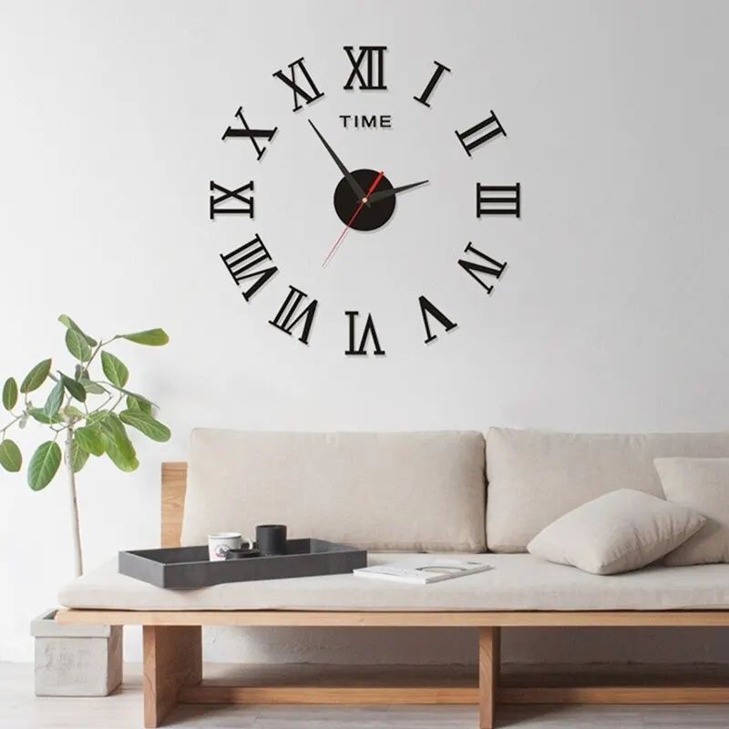 Zegar ścienny Bezramowy DIY Clock z rzymskimi cyframi