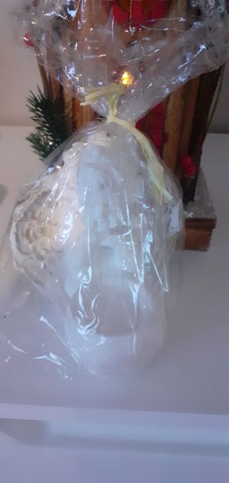 Anioł nowy swiecznik gliniany