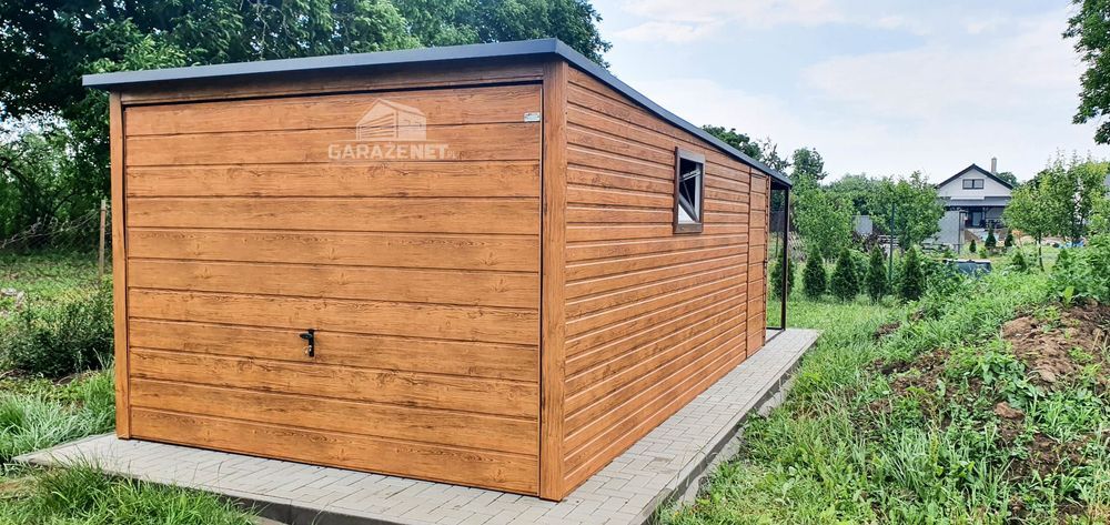 GARAŻ BLASZANY 3m x 6m Brama Uchylna Wiata Drzwi Okno Pcv 3x6 GB197