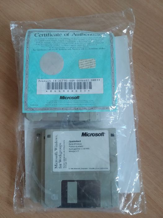 Microsoft Windows 3.11 Zapakowany Komplet 10 dyskietek