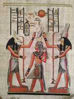 Папирус: Коронация фараона. Возложение корон Верхнего и Нижнего Египта