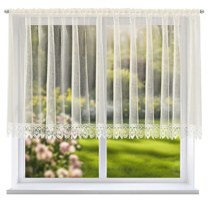 Gotowa firanka w kolorze ecru z gipiurą