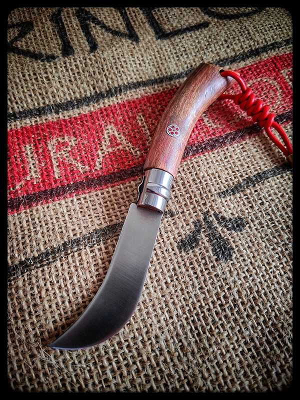 Nóż Opinel Sierpak nr 8 Custom mod grzyby zioła