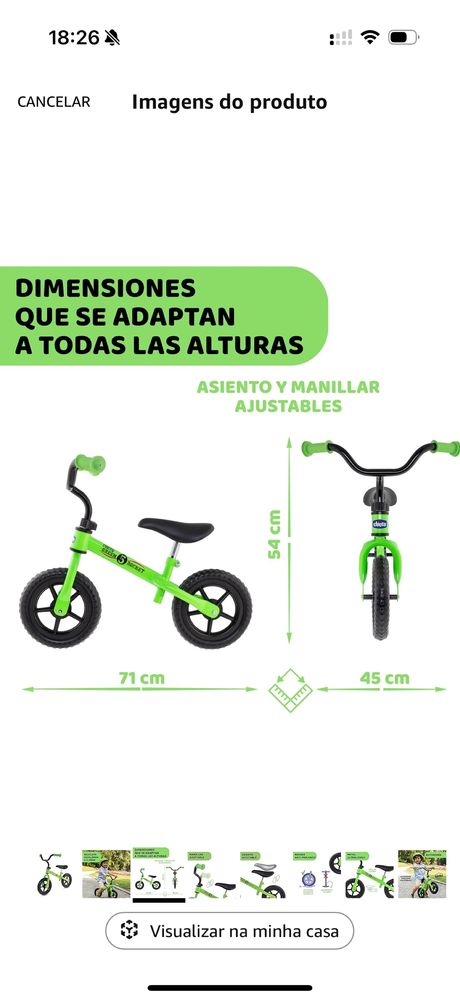 Bicicleta sem pedais crianca