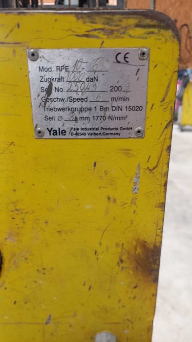 Likwidacja firmy Wciągarka linowa YALE 1T