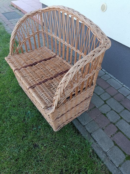 Kufer wiklinowy, siedzisko wiklinowe, kosz na zabawki lub buty