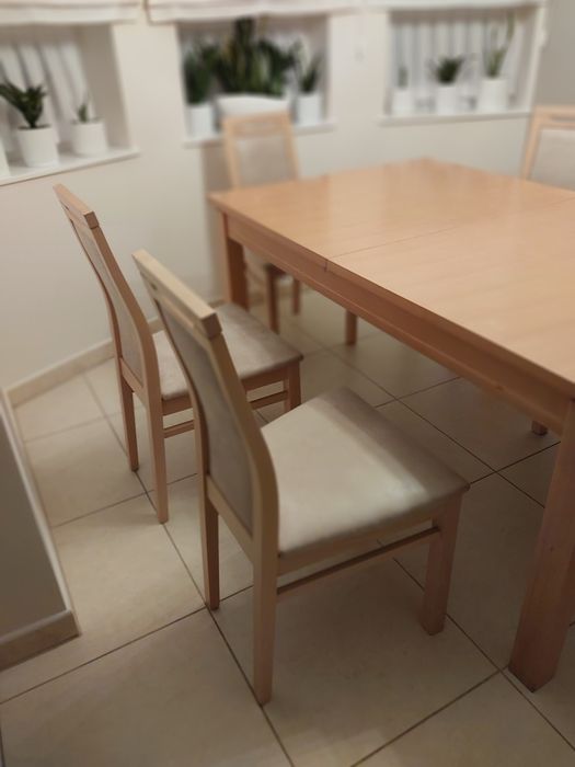 Stół i 6 krzeseł buk naturalny