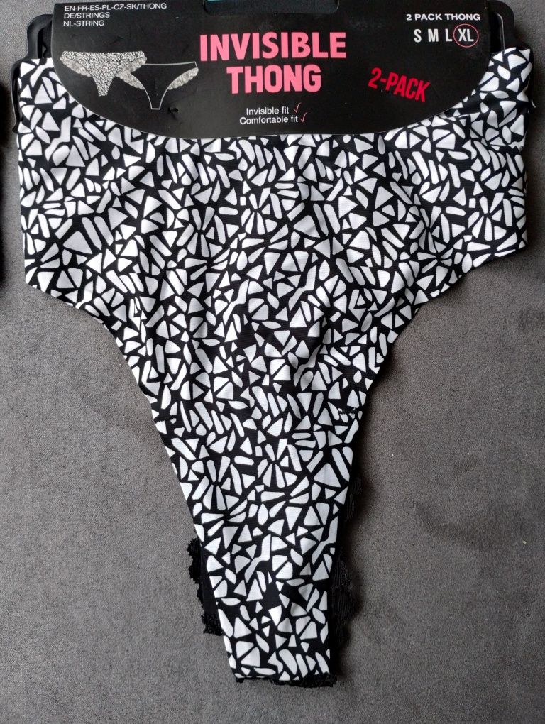 Damskie stringi Invisible Thong XL 2pak