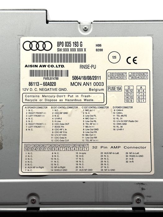 AUDI A3 S3 RS3 8P LIFT Konsola 2DIN RNS RNSE LED Media Chrom Piano