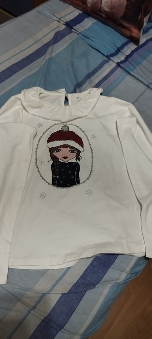 Camisola branca boneca estampada