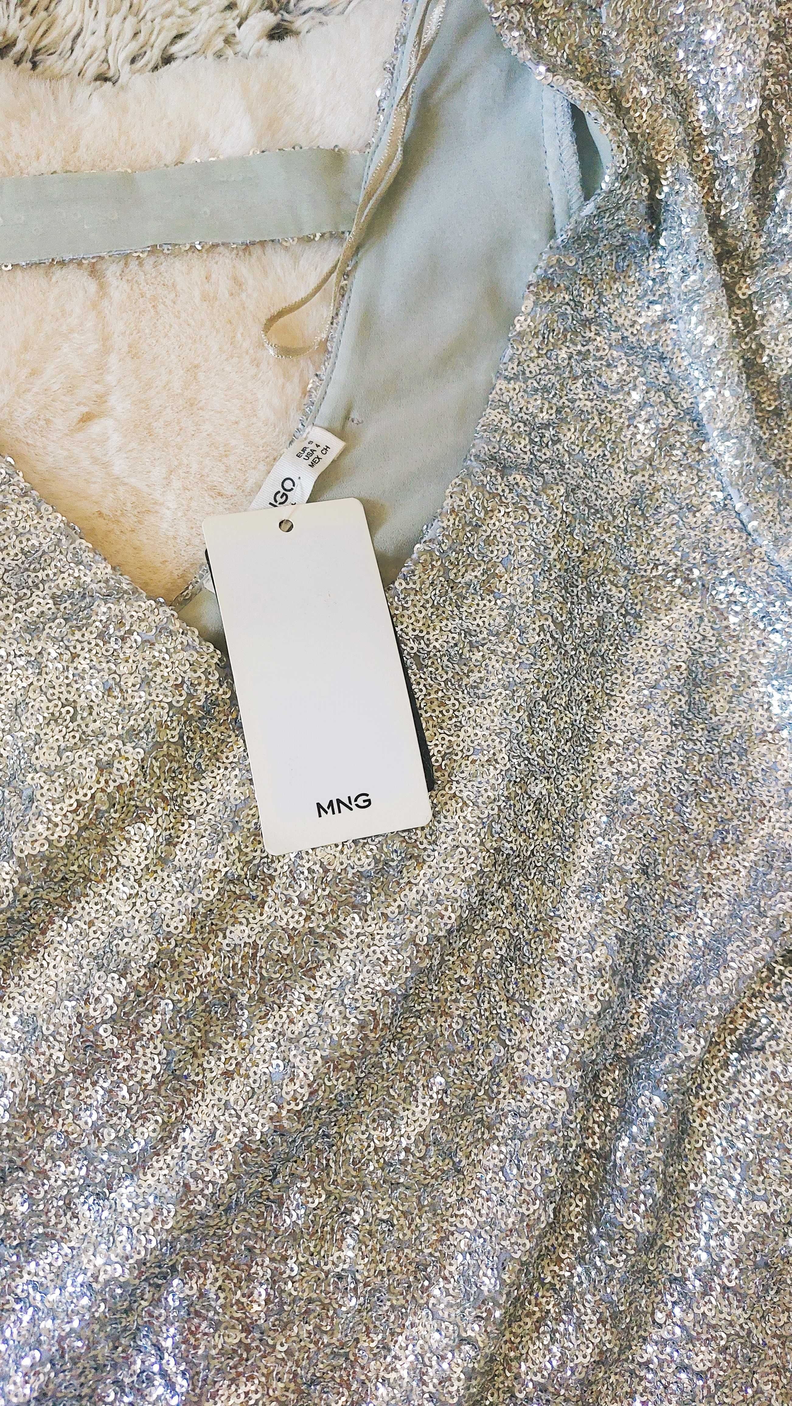 Sukienka srebrna cekinowa Mango r.S 36