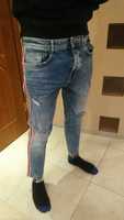 Spodnie jeansy Zara 46 joggery slim lampasy skinny metki