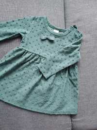 H&M sukienka bawełniana zielona 80 9-12m