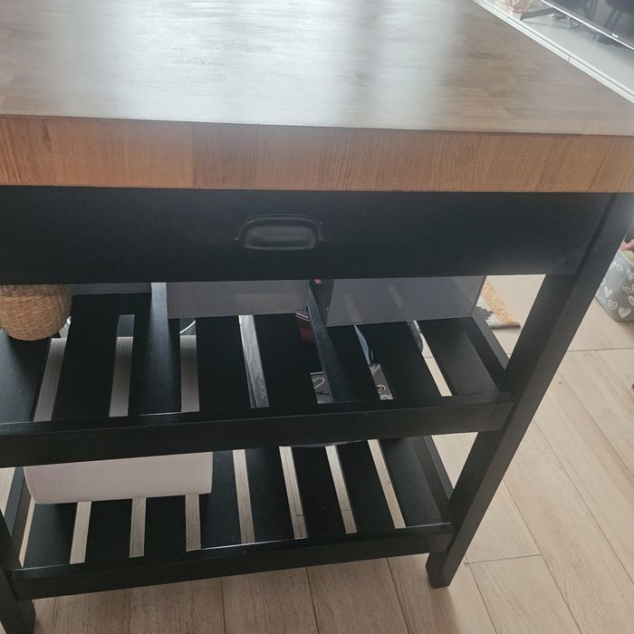 Wyspa kuchenna czarny/dąb 79 x 62,5 x 90