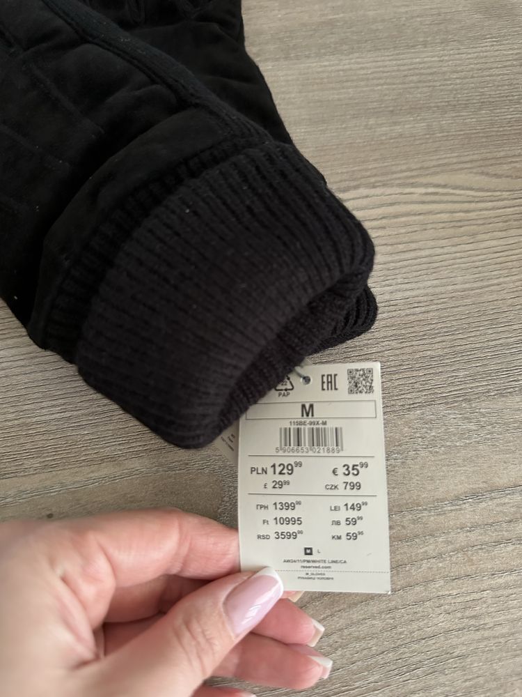 Rękawiczki skórzane Reserved rozmiar M czarne zamszowe nowe z metką