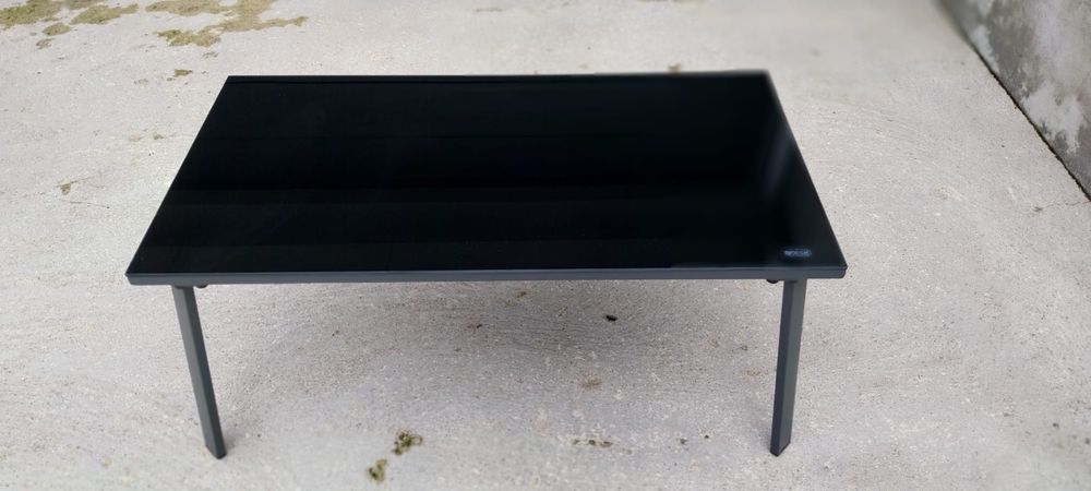 Mesa de vidro temperado preto brilhante