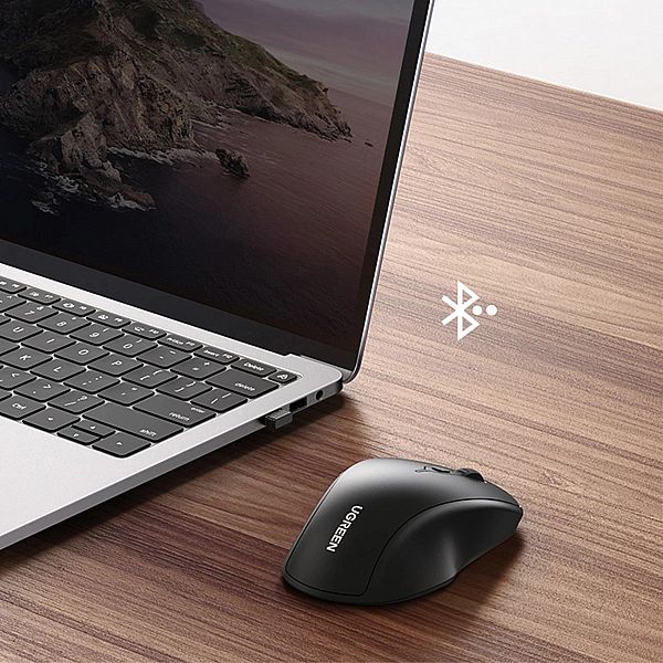 Bezprzewodowa mysz Ugreen MU101 ergonomiczna Bluetooth 2.4 GHz - niebi