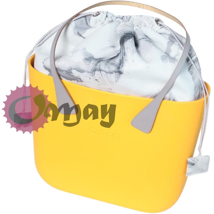 Szary organizer OBAG STANDARD worek welur pióra czarne 2kieszenie OMAY