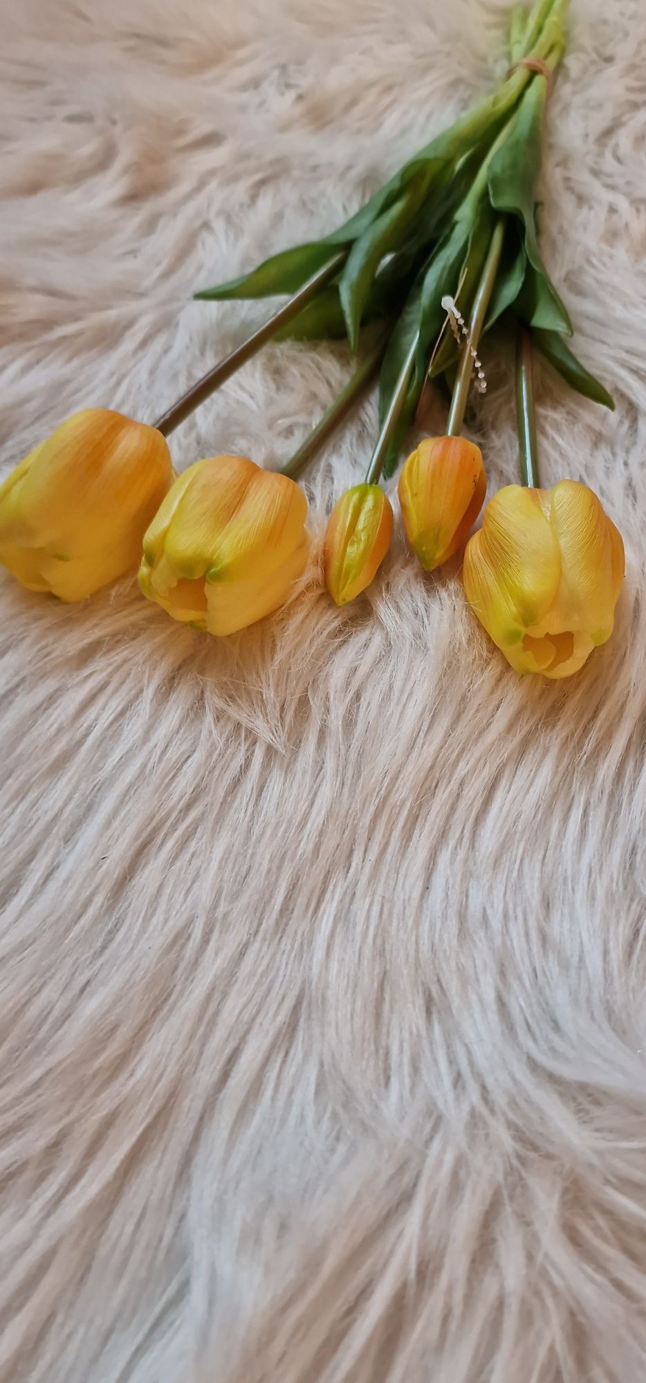 Gumowe tulipany żółte bukiet 5 sztuk w bukiecie
