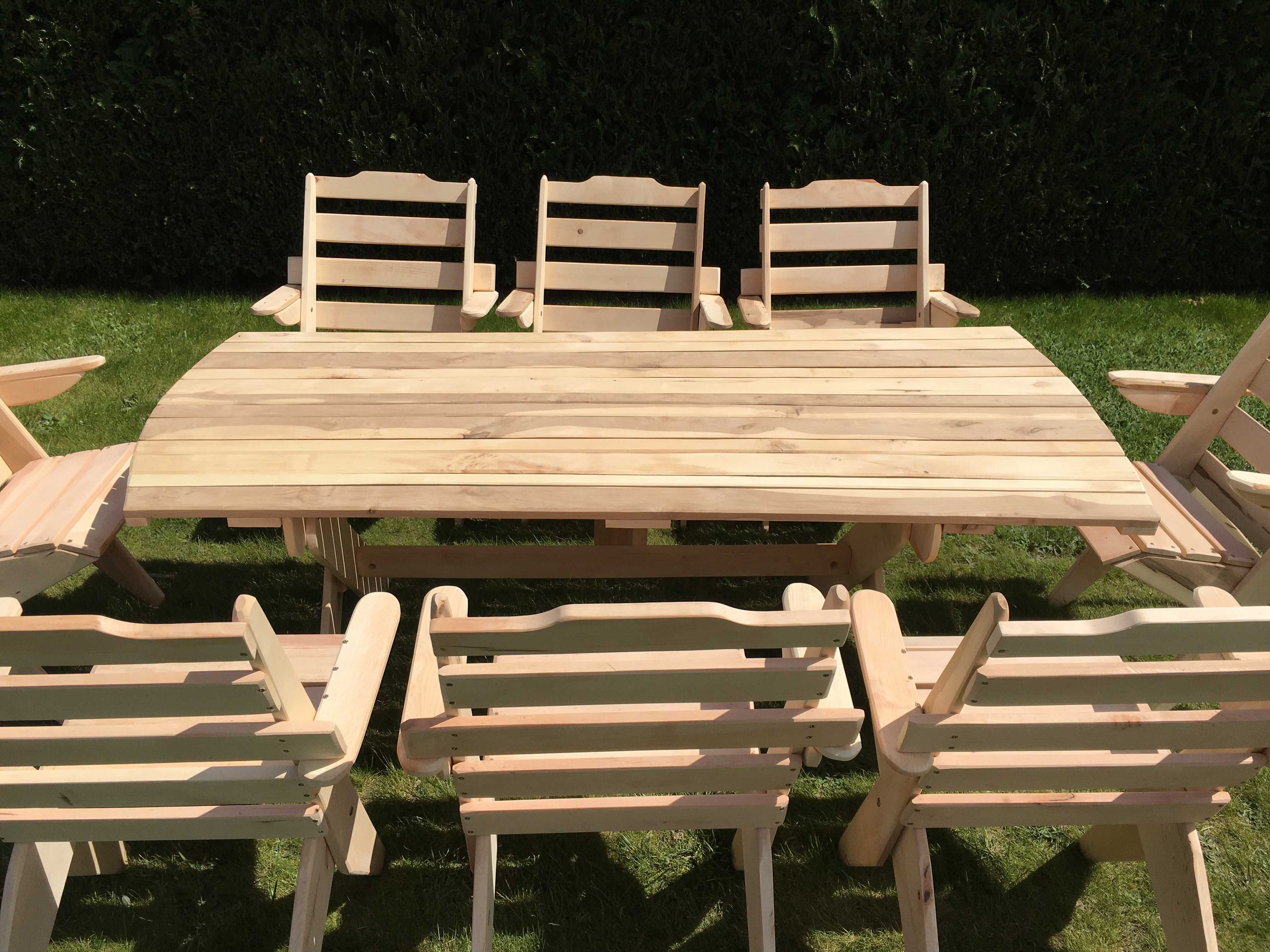 Składane meble ogrodowe drewno olchowe PRODUCENT 8 Krzeseł Stół 200 cm