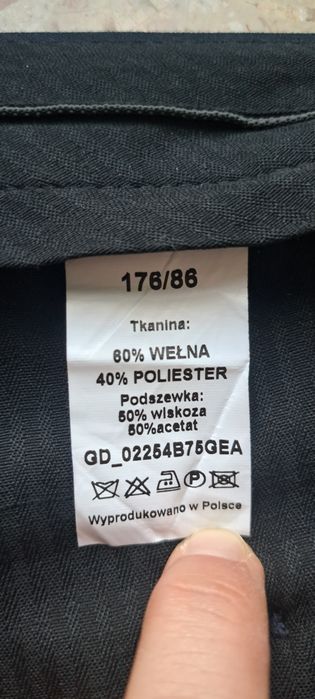 Garnitur granatowy wzrost 176 slim 60% wełna