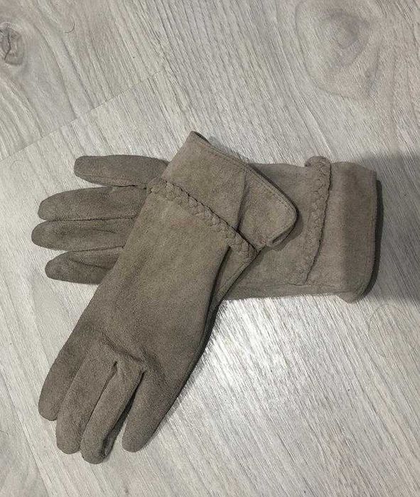Перчатки рукавиці замшеві бежевого кольору