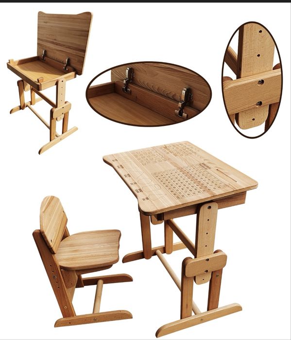 Дитяча парта «Совеня»+ стільчик з регулюємою спинкою