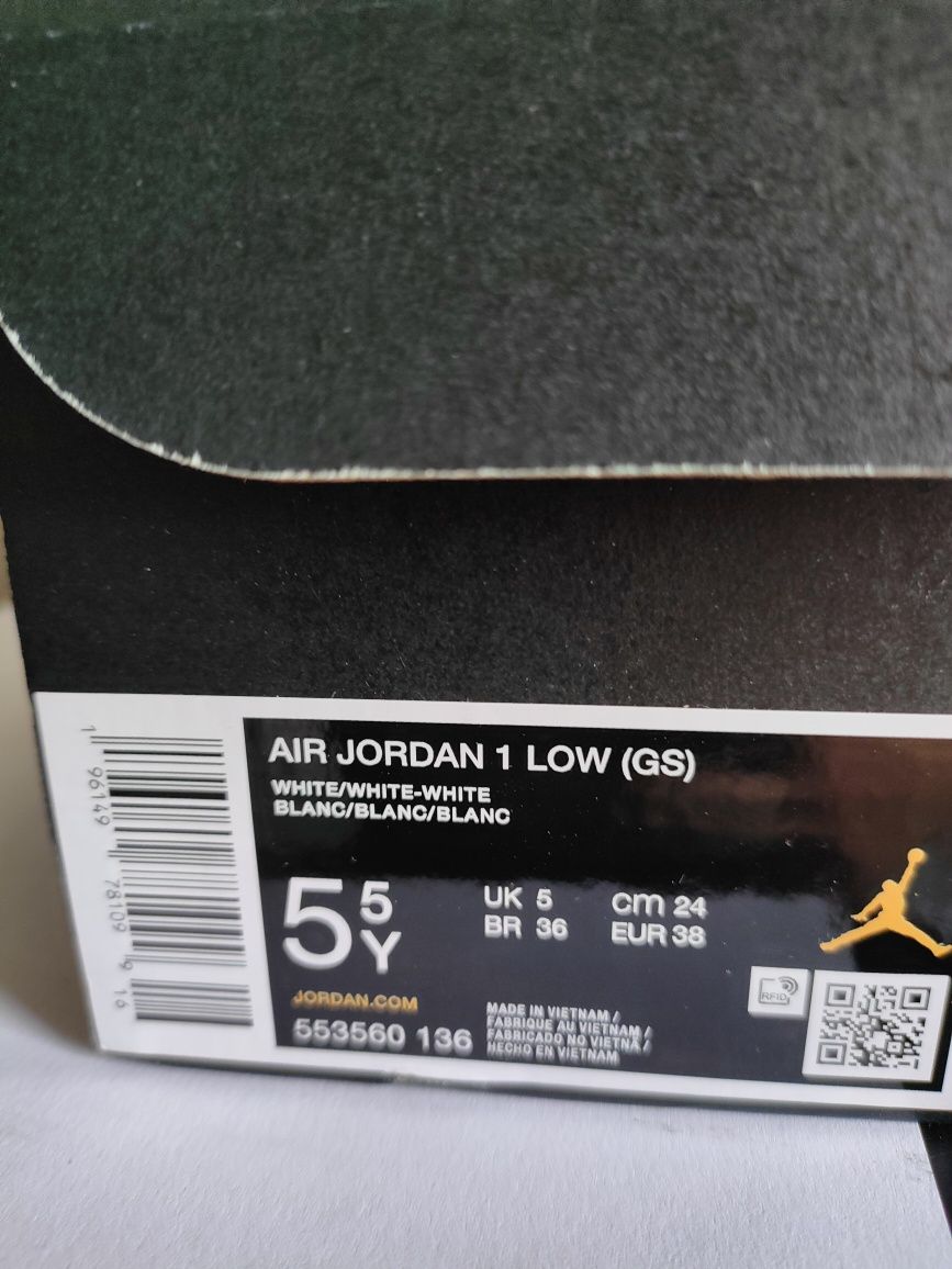 Buty Nike air jordan 1 low triple white białe 38