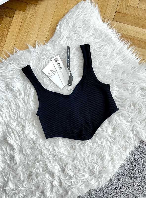 Crop top czarny ZARA w stylu gorset seamless contour XS S 34 36