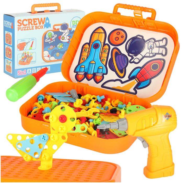 Klocki Konstrukcyjne W Walizce – Kreatywna Układanka Wkrętarka Kosmos