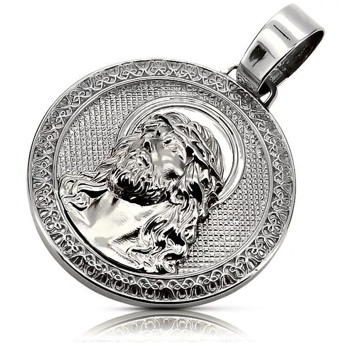 Zawieszka Jezusa wisiorek z białego złota 14k pj005w  30 mm