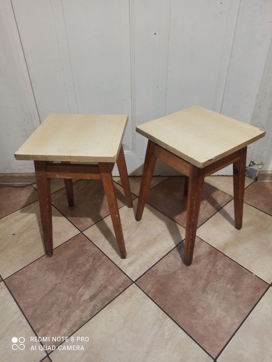 Dwa taborety taboret prl retro vintage antyk stołek