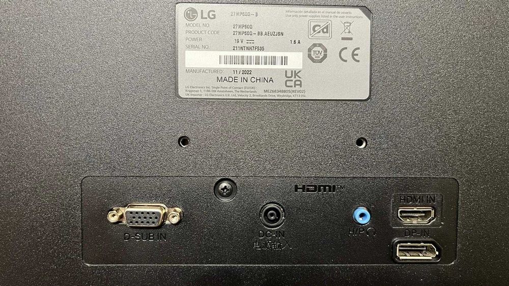 Monitor LG 27MP60G-B | 1920x1080 (FullHD) | 75 Hz | 1 ms