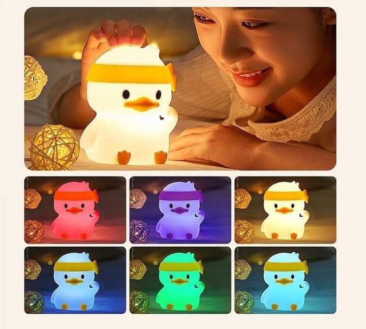 Lampka Nocna Dla Dzieci RGB Kaczka Ninja Ładowana Usb