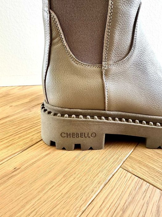 NOWE! Kozaki na grubej podeszwie CheBello 4211 beżowe, skóra naturalna
