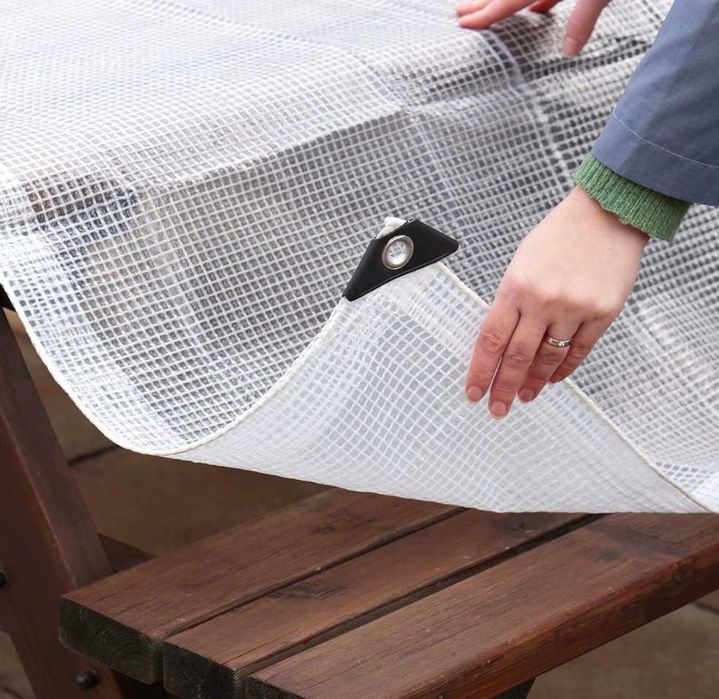 PLANDEKA Przeźroczysta Zbrojona Wodoodporna Ogrodowa Z Oczkami UV