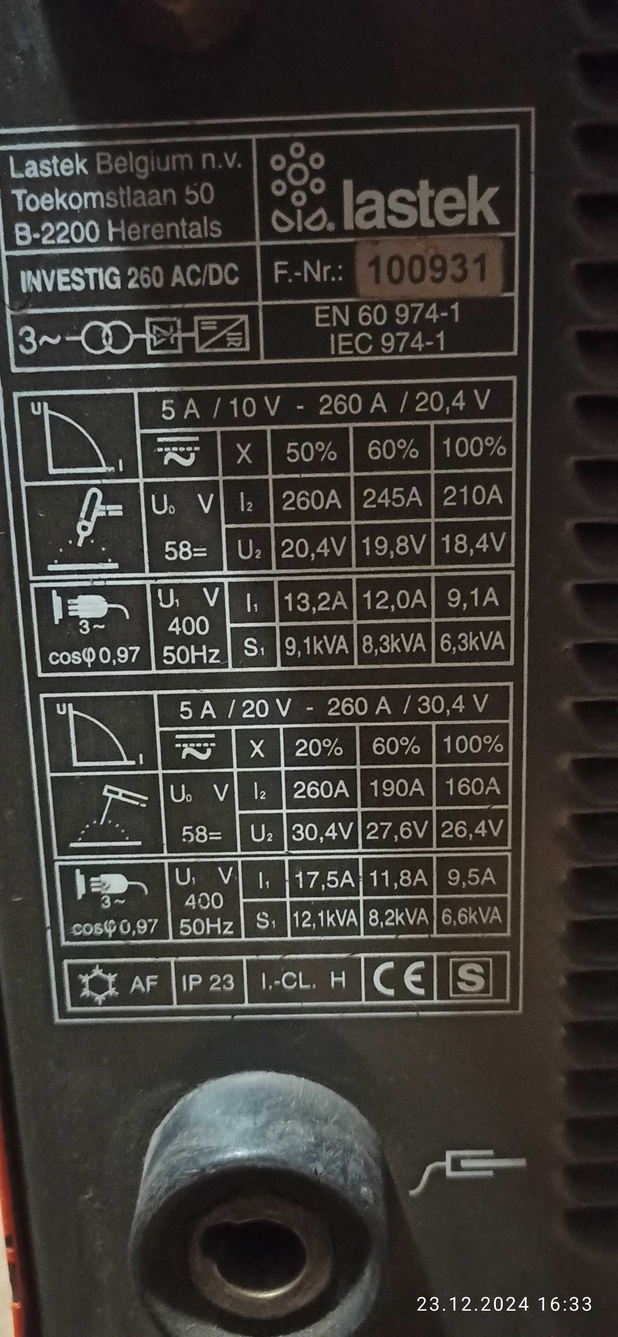 Spawarka TIG AC-DC Lastec 260 Dygital