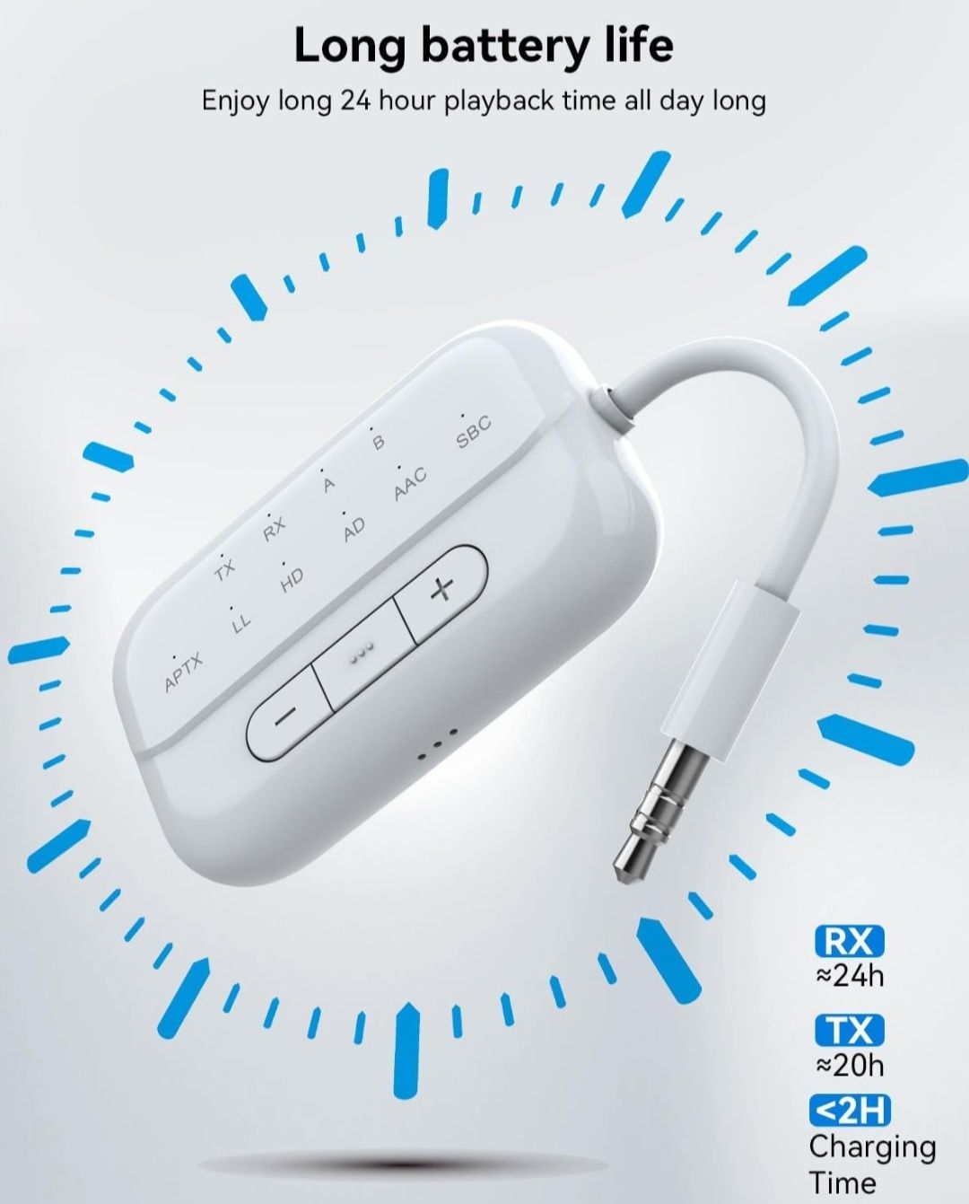 SANOTO Adapter Bluetooth do samolotu, 2 w 1