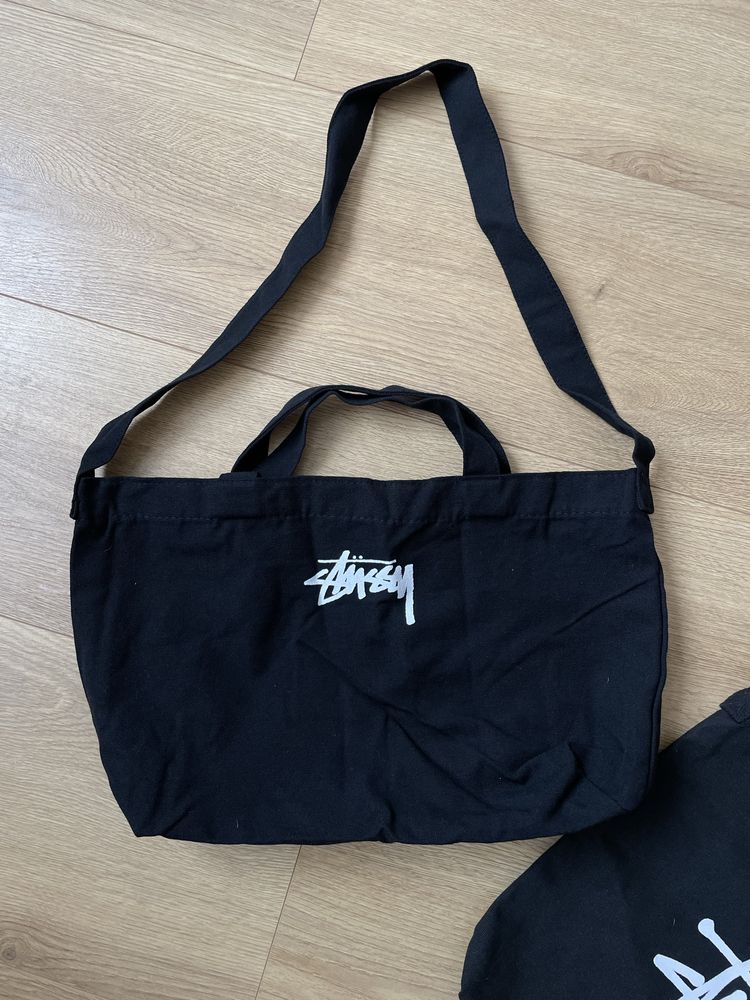 Шопер stussy чорний тканинний