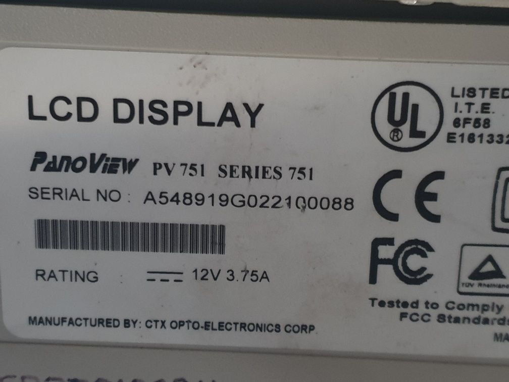 Monitor LCD 15" Panoview